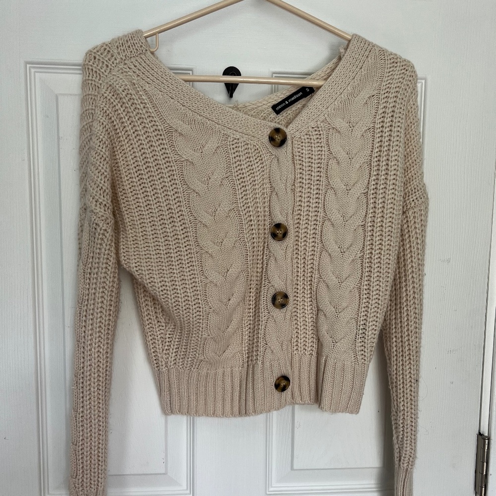Women's Small Beige/ Cream Button Down Sweater